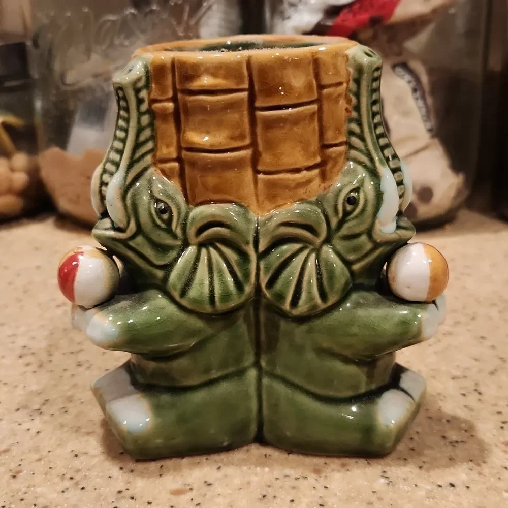 Majolica Elephant Ceramic Vase